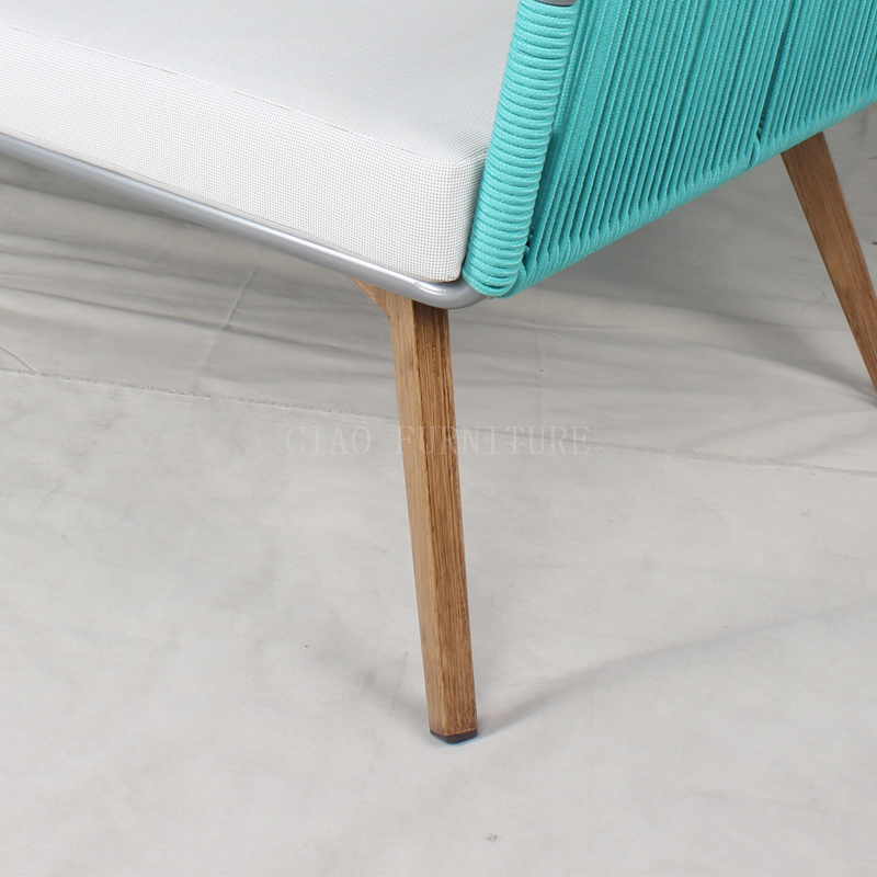 Blaues 3-Sitzer-Garten-Outdoor-Sofa