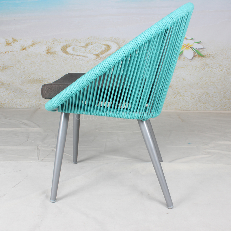 Seilblauer minimalistischer Resort-Stuhl für den Außenbereich