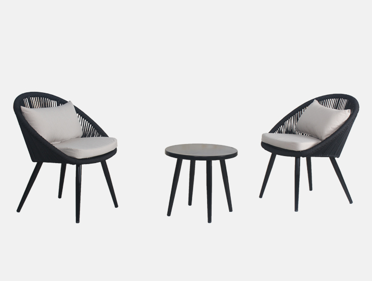 Seil schwarzer minimalistischer Resort-Stuhl für den Außenbereich